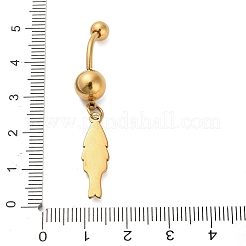 Кольца для живота с резными подвесками в виде штанги из нержавеющей стали 304 с кристаллами и стразами STAS-C147-18B-G