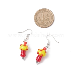 Серьги-подвески в виде гриба из нержавеющей стали 304 в стиле лэмпворк&nbsp;EJEW-JE06539-01