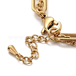 PVD вакуумное покрытие 201 нержавеющая сталь бумага и цепи панцирного плетения двухслойный многорядный браслет для женщин&nbsp;BJEW-A126-19G