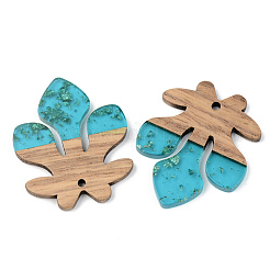 Pendentifs en résine transparente et bois de noyer&nbsp;RESI-S389-051A-B03