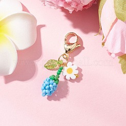 Decorazioni pendenti con perline di semi di vetro acrilico a forma di bocciolo di girasole&nbsp;HJEW-MZ00229-04