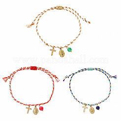 3 Stück 3 Farben böhmisches Messing religiöses Kreuz Jungfrau Charm Armband Sets&nbsp;DS9557-1