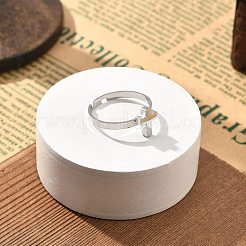 女性用304ステンレススチール調節可能リング  ステンレス鋼色  クロス  内径：18mm  クロス：9x7mm&nbsp;RJEW-F169-01P-03