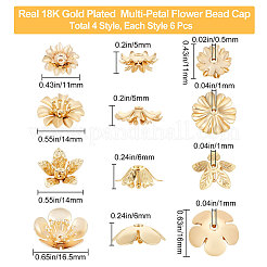 24 шт. 4 стилей латунных колпачков для бусин&nbsp;KK-BBC0003-52