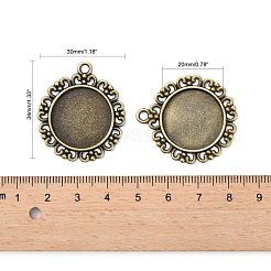 Lega rotonda e piatta impostazioni ciondolo cabochon di stile tibetano&nbsp;TIBEP-Q045-005AB-NR