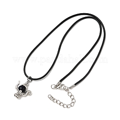 Ожерелье из вощеного шнура с подвеской из сплава и синтетического синего золота NJEW-JN05440-02