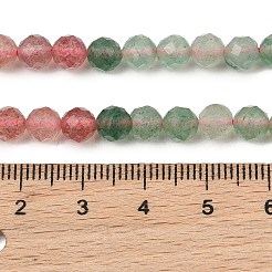 Fili di perline di quarzo fragola rosso e verde naturale&nbsp;GG-NH0006-A02-6mm