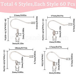 240 шт. 4 стиля французских сережек-крючков из нержавеющей стали 304&nbsp;STAS-SC0008-20B