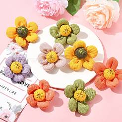 10 шт. 5-х цветные хлопковые булавки с изображением подсолнуха&nbsp;JEWB-CJ0001-71