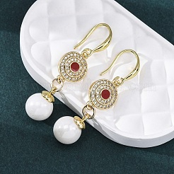 Серьги с подвесками из латуни с прозрачным фианитом и прозрачным фианитом EJEW-F362-10G