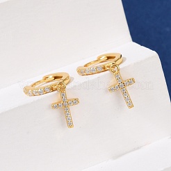 S925 серьги-кольца из стерлингового серебра с микропаве из прозрачных кубических цирконий для женщин&nbsp;EJEW-G427-01G-02