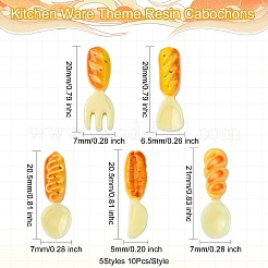 50 шт. 5 стиля кухонной утвари тематические смоляные кабошоны&nbsp;RESI-CJ0004-23