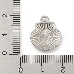 変色しない304ステンレススチールペンダント  貝殻の形のチャーム  ステンレス鋼色  18x15x2.5mm  穴：2mm&nbsp;STAS-I307-529P