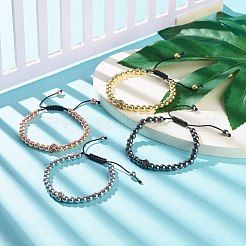 Bracciale con perline intrecciate poligonali in zirconi cubici a 4 colori con ematite sintetica&nbsp;BJEW-JB08048