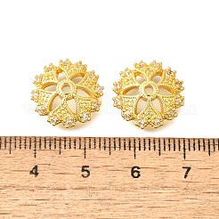 Колпачки для бусин из прозрачного кубического циркония в форме цветка из латуни KK-V008-04G