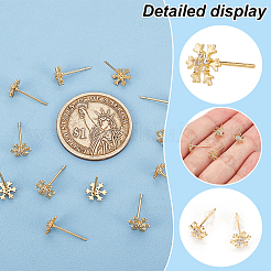 6 paire de boucles d'oreilles à tige en forme de flocon de neige en oxyde de zirconium transparent&nbsp;EJEW-BC0001-15