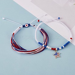 2шт 2 цвет сплава эмали звезда подвески плетеный браслет из бисера&nbsp;BJEW-SW00046