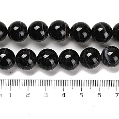 天然石黒瑪瑙ビーズ連売り  ラウンド  染め＆加熱  12mm  穴：1.5mm  約32~33個/連  14.96~15.35''（38~39センチメートル）&nbsp;G-NH0020-B01-02