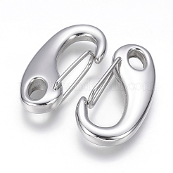 変色しにくい304ステンレススチール製プッシュゲートスナップキーチェーン留め具  ステンレス鋼色  40x19x8mm  穴：5x8mm&nbsp;LS-STAS-G143-11B