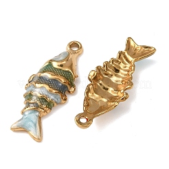 304ステンレスペンダント  エナメル  魚のチャーム  18KGP本金メッキ  イオンプレーティング（ip）  グリーン  26x10x4mm  穴：1.4mm&nbsp;STAS-N129-14A-G02