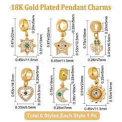 6 шт. 6 стильные латунные фианиты европейские подвески с подвесками KK-BBC0001-92