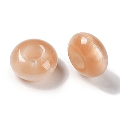 レジンヨーロピアンビーズ  大穴ビーズ  模造キャットアイ  ロンデル  チョコレート  13.5x7.5mm  穴：5mm&nbsp;RESI-F055-08I