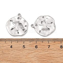304ステンレスペンダント  フラワーラウンドフラワーチャーム  ステンレス鋼色  19.5x18x1.5mm  穴：1.4mm&nbsp;SA-B006-05P-A