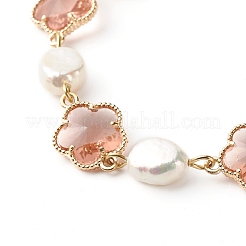 Pflaumenblütenblume Glasgliederarmband für Mädchen Damen&nbsp;X1-BJEW-TA00017-03