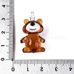 手作りランプワークペンダント  クマのチャーム  ミックスカラー  27.5~30x16.5~17.5x14~17mm  穴：2~3.5mm&nbsp;LAMP-N034-24