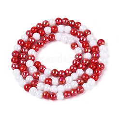 Нити из перламутровых непрозрачных круглых стеклянных бусин&nbsp;EGLA-T029-4mm-11A