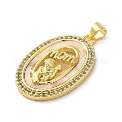 Pendentifs en laiton avec micro pavé de zircone cubique transparent pour la fête des mères&nbsp;FIND-Z041-21A