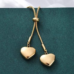 Ожерелья-лариаты из нержавеющей стали 304 с круглыми цепочками-змейками и сердцем NJEW-R026-26G