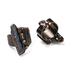 Открытые манжеты неправильной прямоугольной формы с натуральным турмалином и кианитом/дистеном&nbsp;RJEW-M157-07R