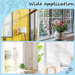 Atrapasueños colgantes con borlas de cuentas de vidrio redondas de flores para decoración de ventanas&nbsp;HJEW-WH20020-007B