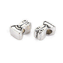 合金ヨーロピアンビーズ  大穴ビーズ  カドミウムフリー＆鉛フリー  兎  アンティークシルバー  15x11x7.5mm  穴：4mm&nbsp;PALLOY-N160-59