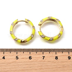 Серьги-кольца Huggie из латуни с прозрачным фианитом и прозрачным фианитом EJEW-H121-22G-01