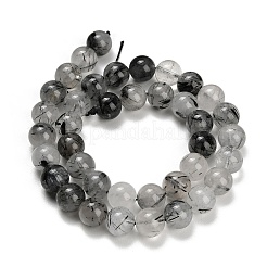Natürliche schwarze Turmalinquarzperlenstränge&nbsp;GG-CBA20C8-A01-10mm
