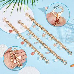 3 шт. 3 стиля эмалированный сплав с АБС-пластиком имитация жемчуга подвеска железная цепочка сумка декоративные цепи&nbsp;HJEW-PH02229