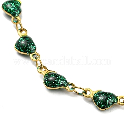 Браслет-цепочка с эмалированным сердцем&nbsp;BJEW-A142-03G