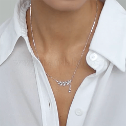 Комплект из серег и подвесок из стерлингового серебра S925 с прозрачными кубическими циркониями в форме листа для женщин YN0481-3