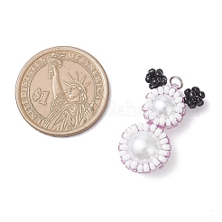 Подвески-снеговики из стеклянных бусин&nbsp;PALLOY-MZ00888-02