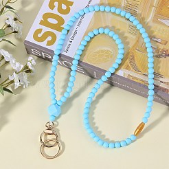 Силиконовые шейные ремни для удостоверений личности с бисером&nbsp;NJEW-SW00025-03