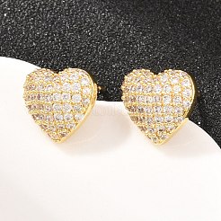 Boucles d'oreilles en laiton zircon cubique micro pavé clair&nbsp;EJEW-G471-31G-02