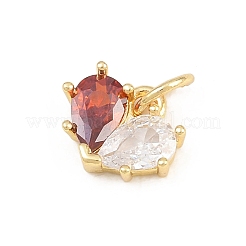 Pendentifs en laiton sertis de micro-pavés de zirconiums cubiques rouges pour la Saint-Valentin&nbsp;KK-E798-10D-G