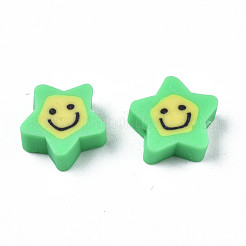 手作り樹脂粘土ビーズ  笑顔で主演  春の緑  7.5~9x8.5~9x3.5~4mm  穴：1.6mm&nbsp;CLAY-N011-45A-07