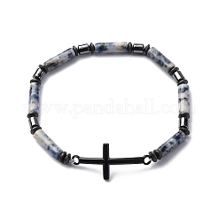 Браслеты из натуральной синей яшмы с бусинами BJEW-F493-03EB