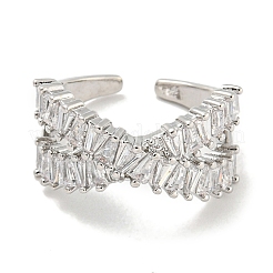 Стойка покрытие латунь микро паве кубический цирконий открытые манжеты кольца RJEW-I104-20P