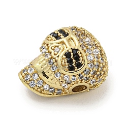 Perline in zirconi neri con micro pavè di ottone&nbsp;ZIRC-P119-22G