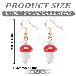 3 пара сережек-подвесок из акрилового сплава&nbsp;EJEW-LP0001-96