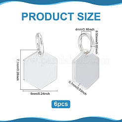 6 шт. 925 серебряных шестиугольных подвески с соединительными кольцами и 925 штампами&nbsp;STER-PH0004-04